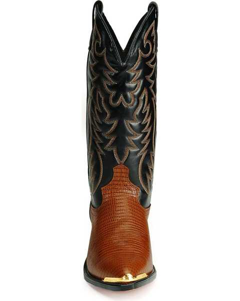 Image #4 - Laredo Men's Lizard Print Western Boots - Snip Toe, Peanut, hi-res