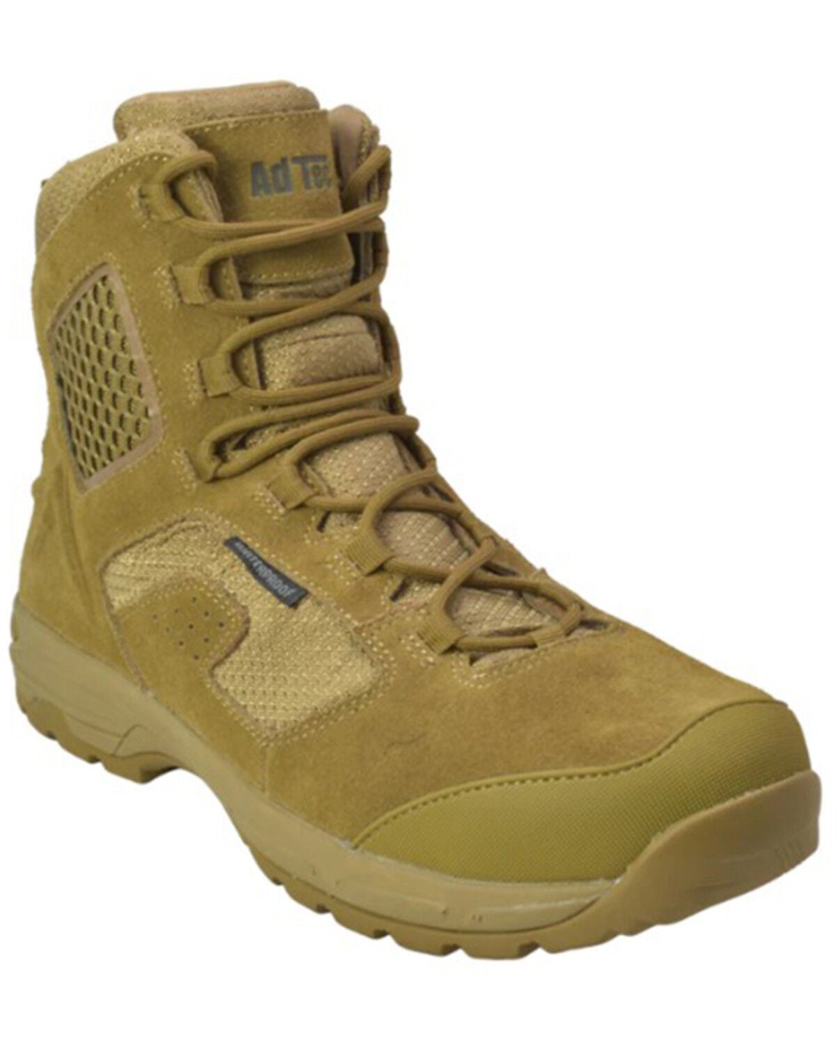 Image #1 - AdTec Men's 8" Waterproof Tactical Work Boots - Round Toe, Beige, hi-res