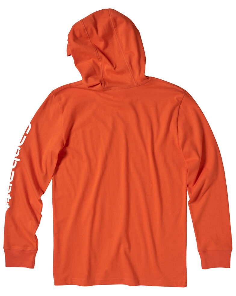 Carhartt Youth Boys' Orange Logo Sleeve Hooded Sweatshirt , Dark Orange, hi-res
