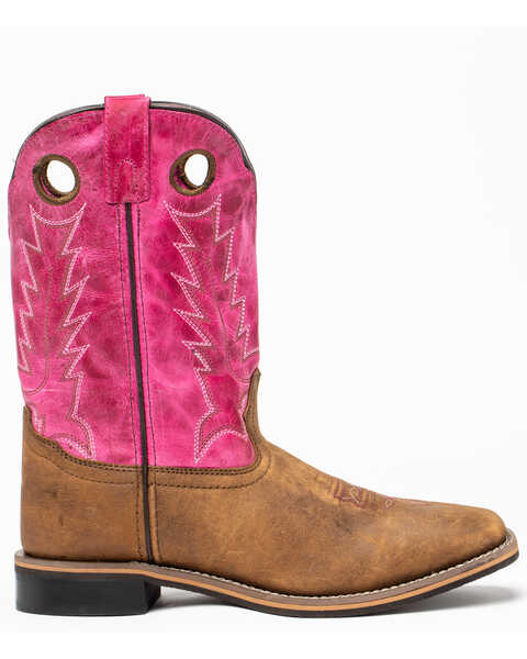 Image #2 - Shyanne Little Girls' Top Western Boots - Square Toe, Brown/pink, hi-res
