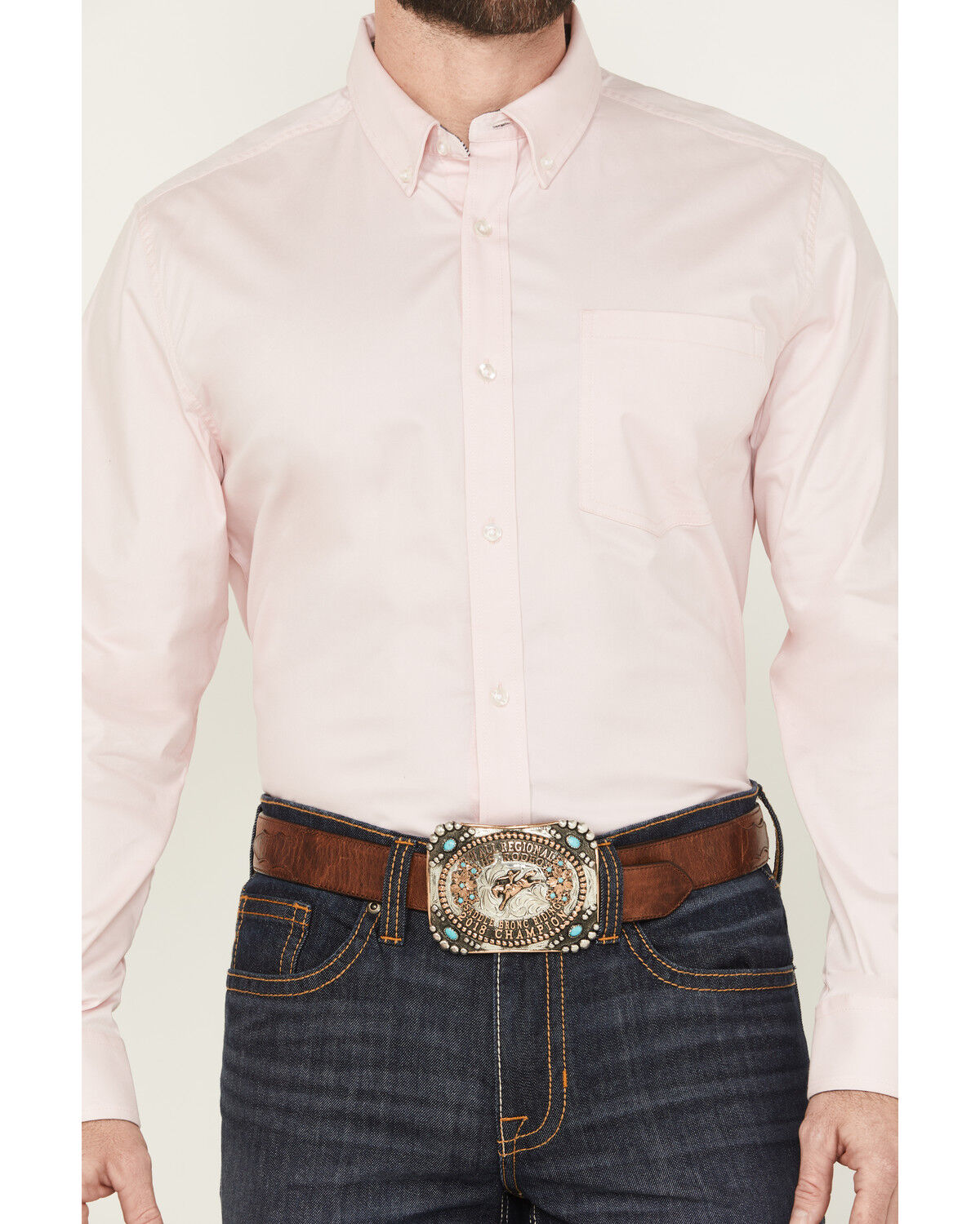 Image #3 - Cody James Men's Performance Twill Solid Long Sleeve Button-Down Stretch Western Shirt - Tall, Pink, hi-res