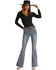 Image #1 - Rock & Roll Denim Women's Light Wash High Rise Flare Denim Jeans, Light Blue, hi-res