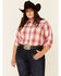 Image #1 - Ariat Women's R.E.A.L Billie Jean Plaid Long Sleeve Western Core Shirt - Plus , Red, hi-res
