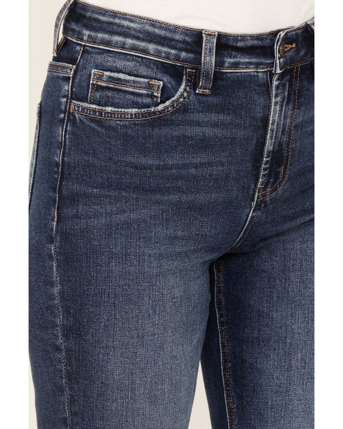 Image #2 - Vervet Women's Dark Wash High Rise Trouser Stretch Denim Jeans, Dark Wash, hi-res