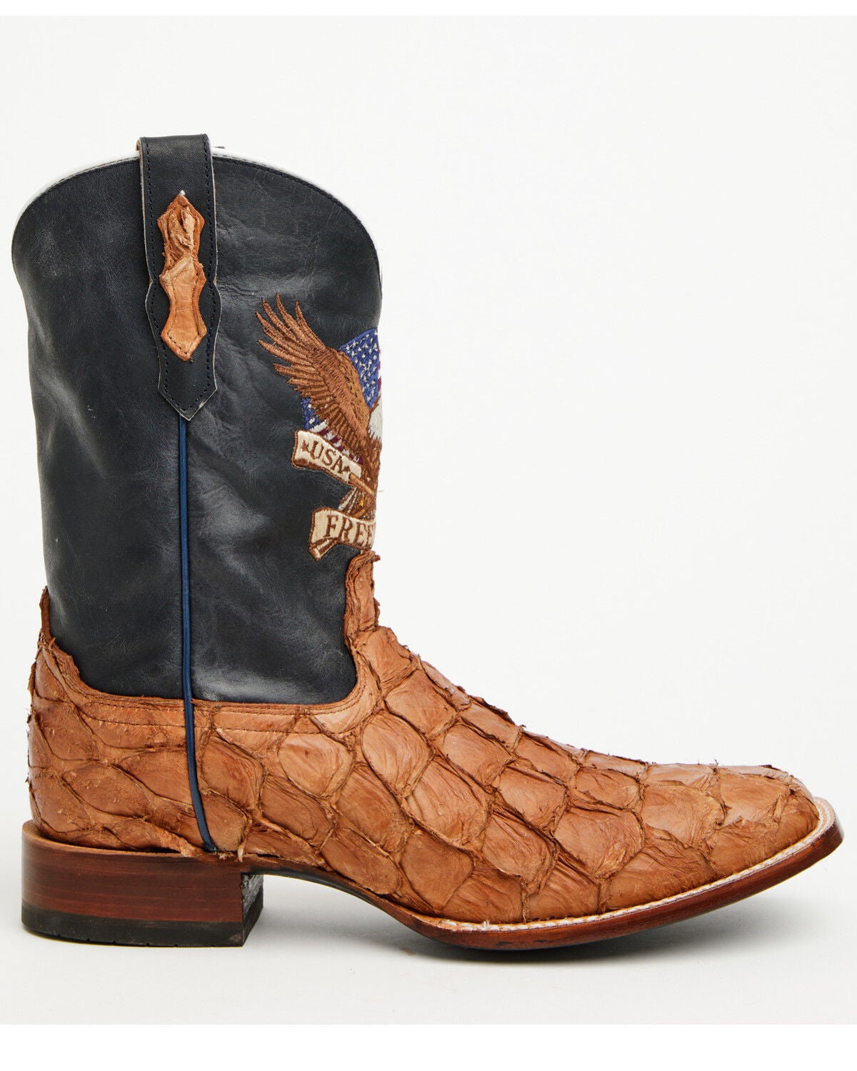 Image #3 - Cody James Men's Freedom Exotic Pirarucu Western Boots - Broad Square Toe, Blue, hi-res