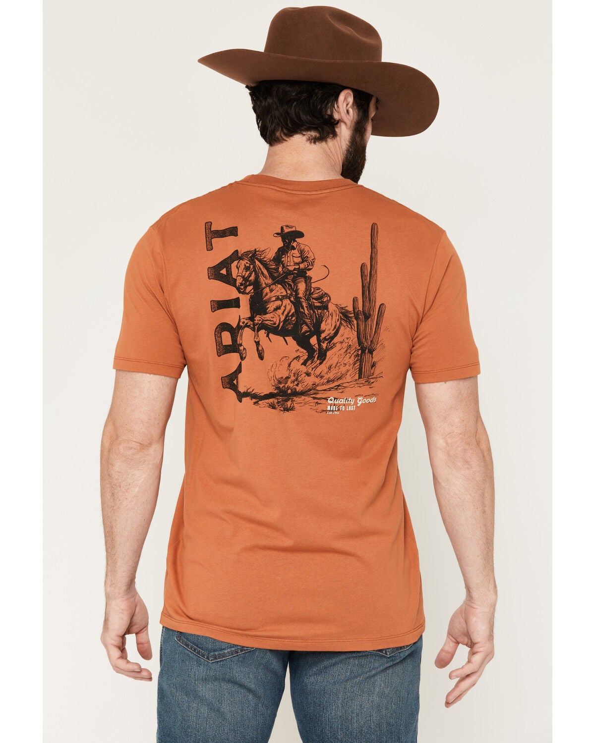 Ariat Men's Tobacco Tough Short Sleeve Graphic T-Shirt, Orange, hi-res