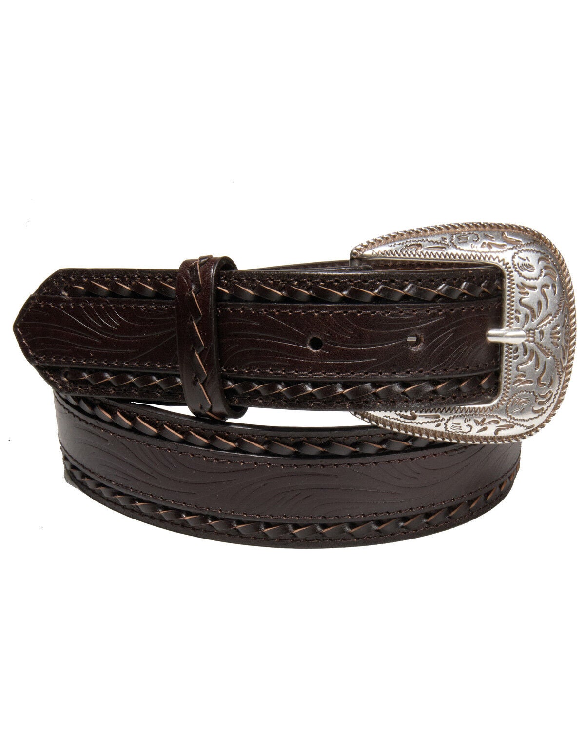 AndWest Men's Double Twisted Belt, Dark Brown, hi-res