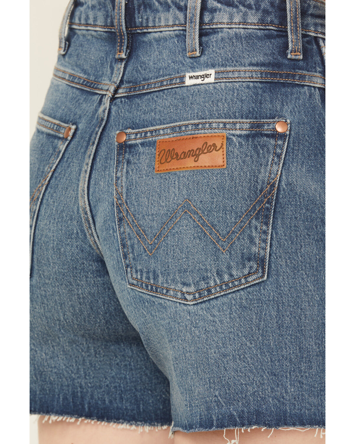 Image #4 - Wrangler Women's Medium Wash High Rise Mid-Length Stretch Denim Cowboy Shorts, Medium Wash, hi-res