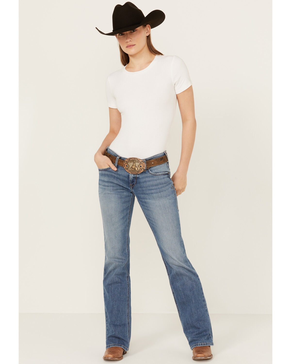 Image #3 - Ariat Women's Allison Medium Wash Mid Rise Bootcut Stretch Denim Jeans, Medium Wash, hi-res