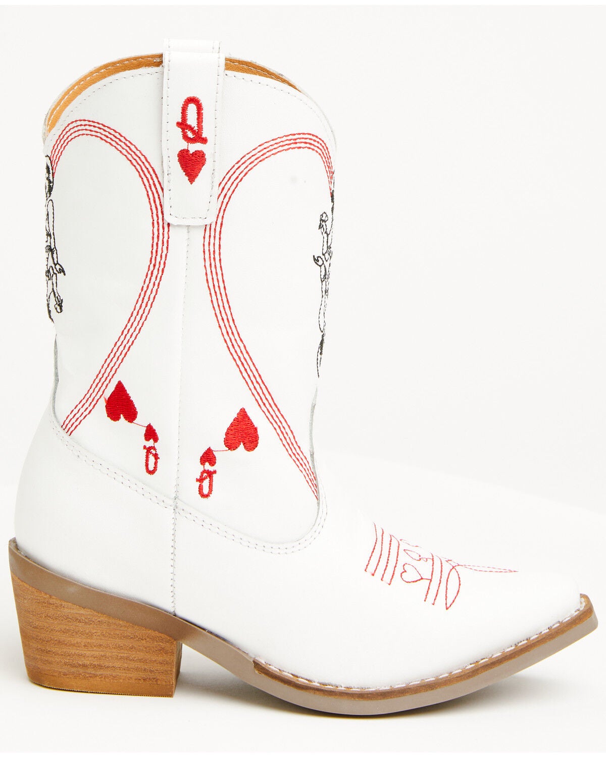 Image #2 - Dingo Girls' Queen A Hearts Western Boots - Snip Toe, White, hi-res