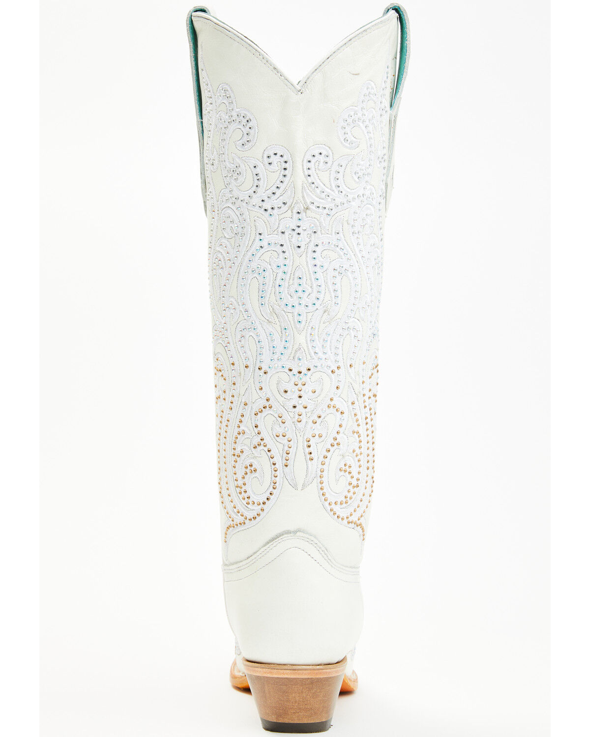 Image #5 - Corral Women's Crystal Embroidered Tall Western Boots - Snip Toe, White, hi-res
