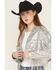 Image #2 - Saints & Hearts Women's Sequin Embellished Fringe Cropped jacket, Silver, hi-res