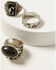 Image #1 - Shyanne Women's Cow Print and Labradorite Ring Set - 3 Piece, Silver, hi-res