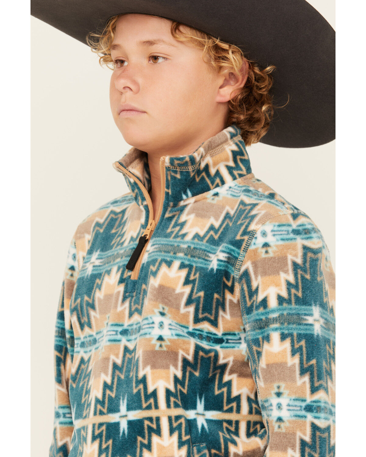Image #2 - Rock & Roll Denim Boys' Southwestern Print Fleece Pullover, Cream, hi-res