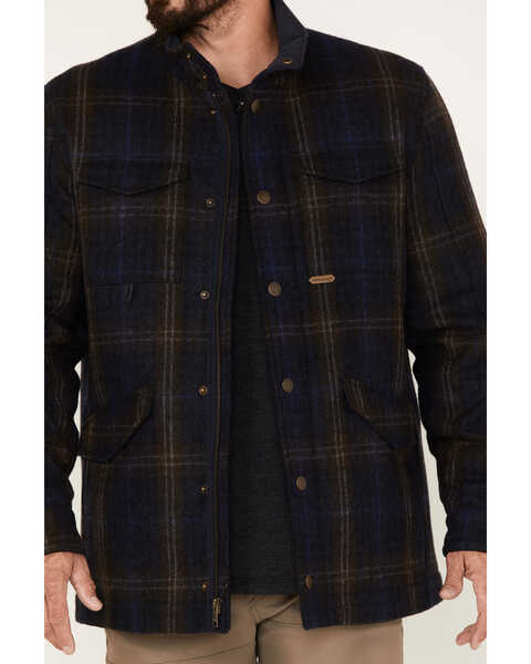 Image #3 - Powder River Outfitters Men's Full Snap Large Plaid Wool Jacket, Navy, hi-res