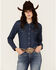 Image #1 - Levi's Women's Dark Wash Denim Long Sleeve Pearl Snap Ultimate Western Shirt, Blue, hi-res