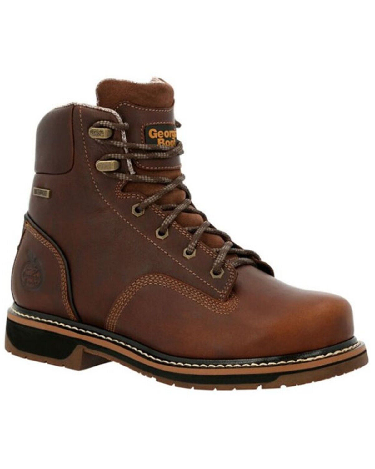 Georgia Boot Men's AMP LT Edge Waterproof Work Boots - Alloy Toe, Brown, hi-res