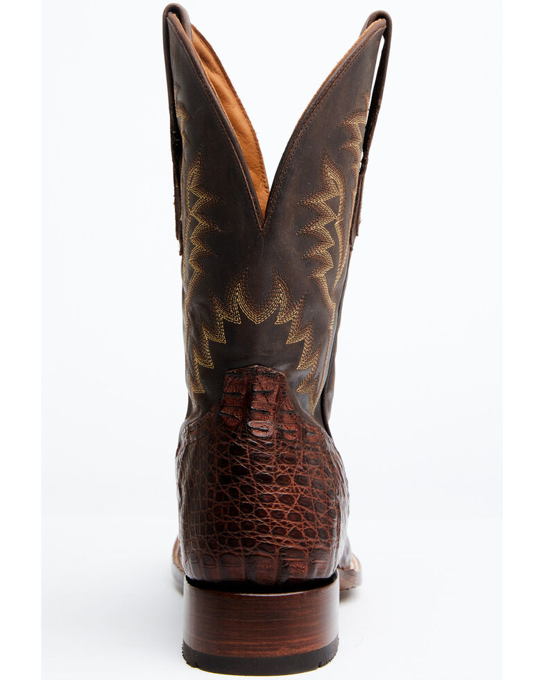 El Dorado Men's Handmade Caiman Back Brass Stockman Boots - Square Toe, Bronze, hi-res