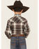 Image #4 - Ely Walker Boys' Plaid Print Long Sleeve Snap Western Shirt, Khaki, hi-res