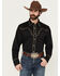 Image #1 - Scully Men's Diamond Embroidered Long Sleeve Western Shirt, Black/white, hi-res