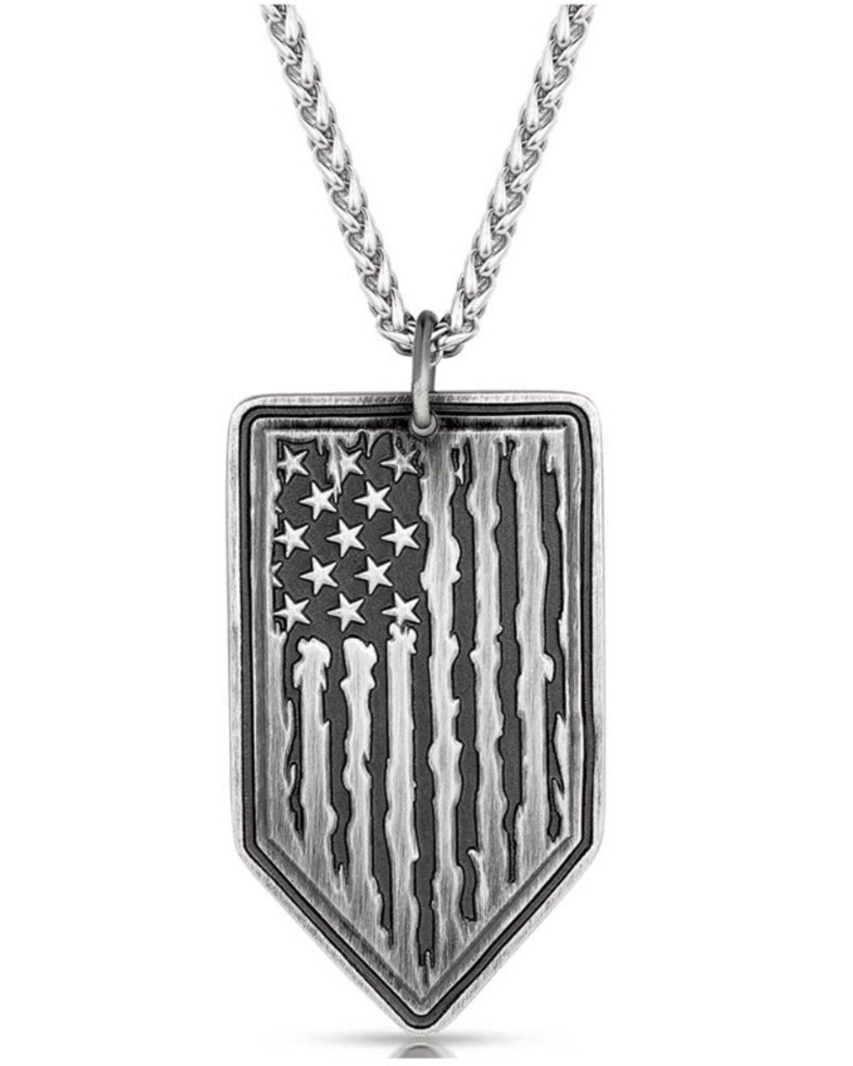Montana Silversmiths Men's American Made Strength Necklace, Silver, hi-res