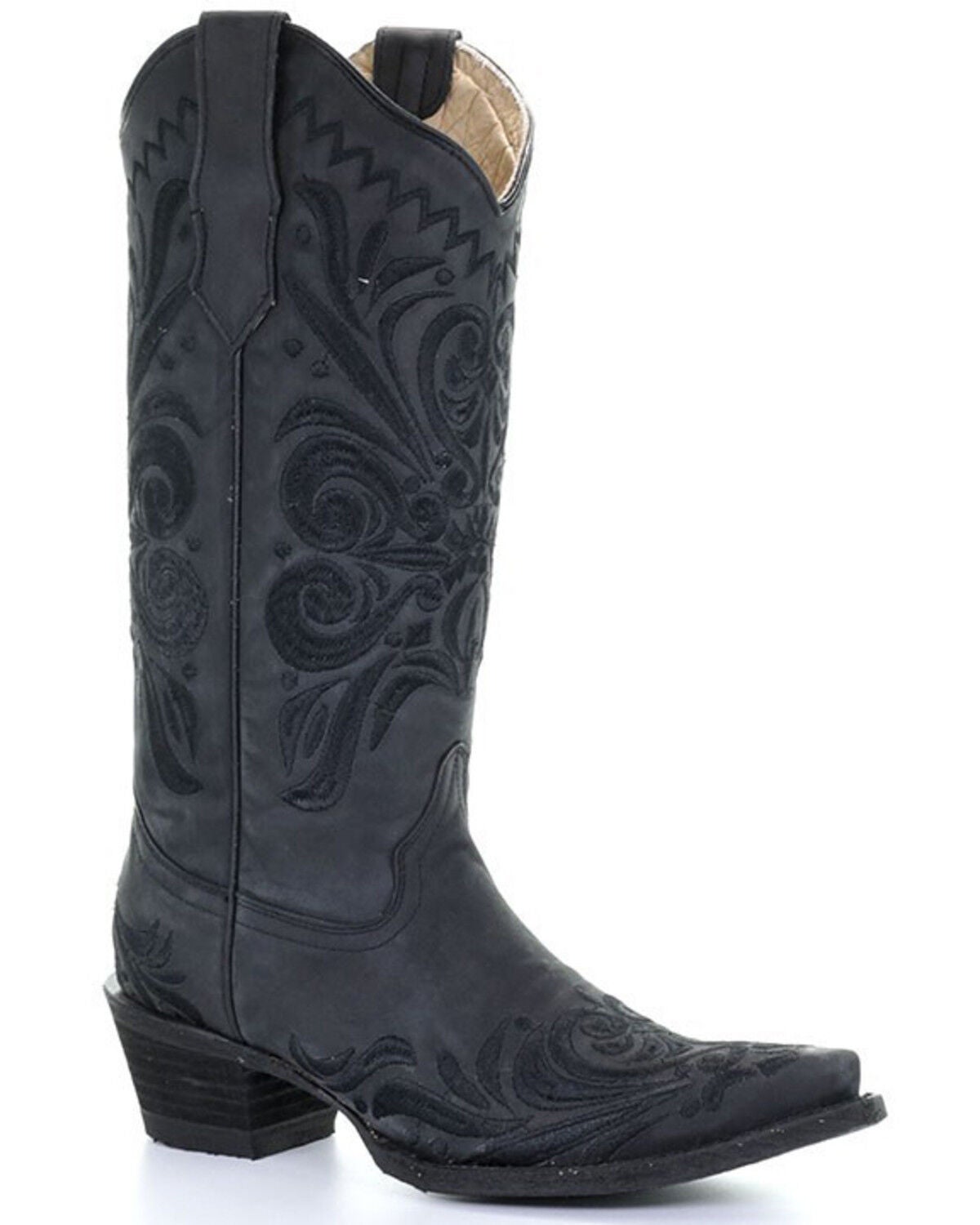 Circle G Women's Filigree Western Boots - Snip Toe, Black, hi-res