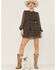 Image #1 - Lush Women's Floral Open Back Mini Dress, Black, hi-res