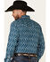 Wrangler 20X Men's Stippled Geo Print Long Sleeve Snap Western Shirt , Blue, hi-res