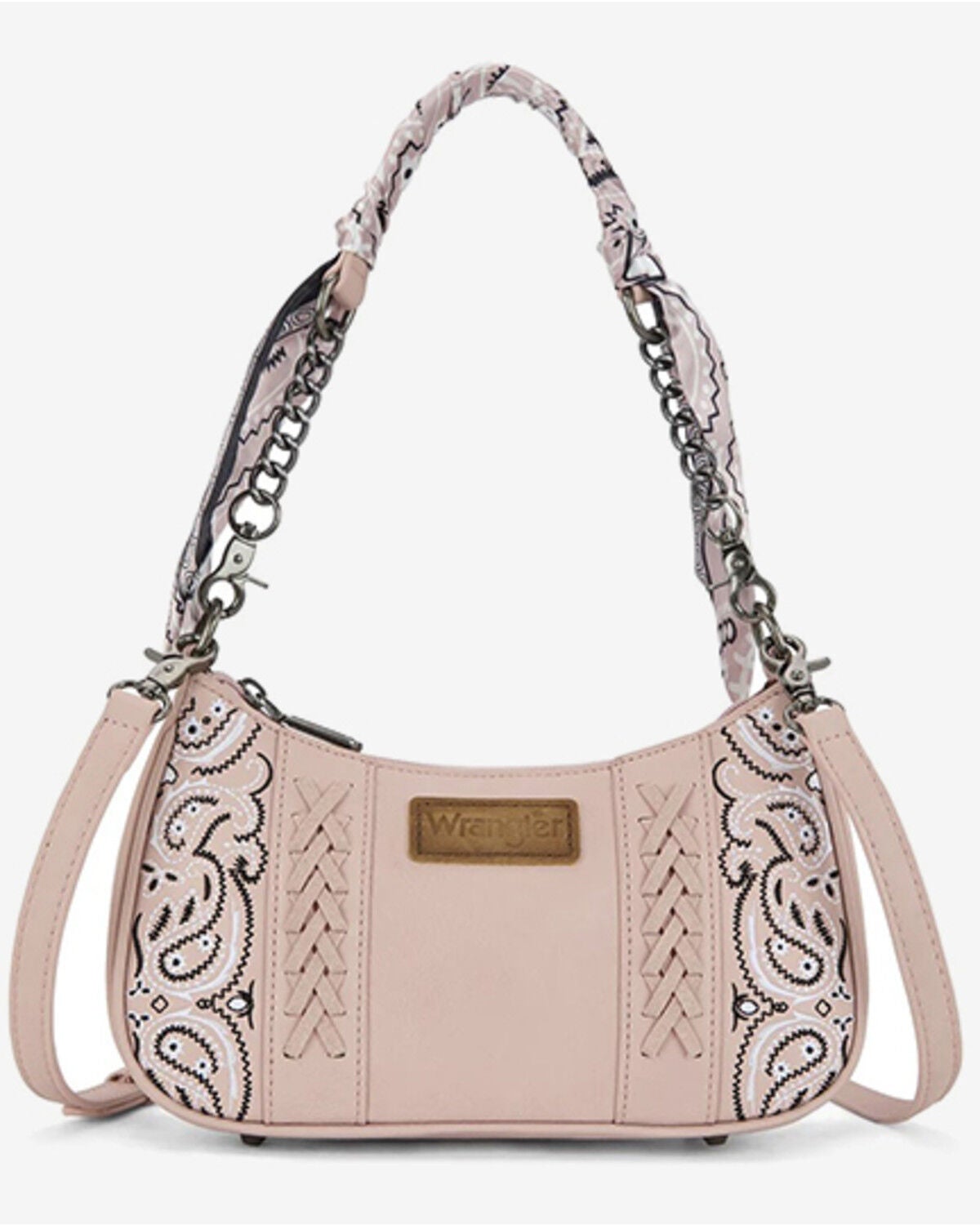 Wrangler Women's Braided Paisley Bandana Shoulder Bag, Pink, hi-res