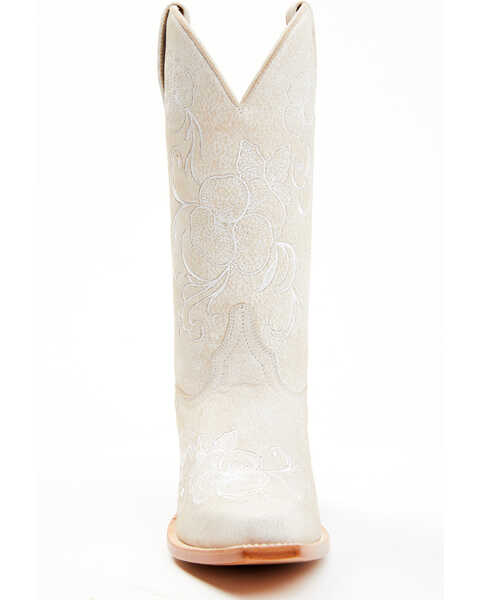 Image #4 - Shyanne Women's Lasy Floral Embroidered Western Boots - Snip Toe, Ivory, hi-res
