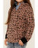 Ampersand Avenue Girls' Leopard Print 1/4 Zip Pullover , Tan, hi-res