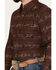 Image #3 - Ely Walker Men's Southwestern Print Long Sleeve Snap Western Shirt, Burgundy, hi-res
