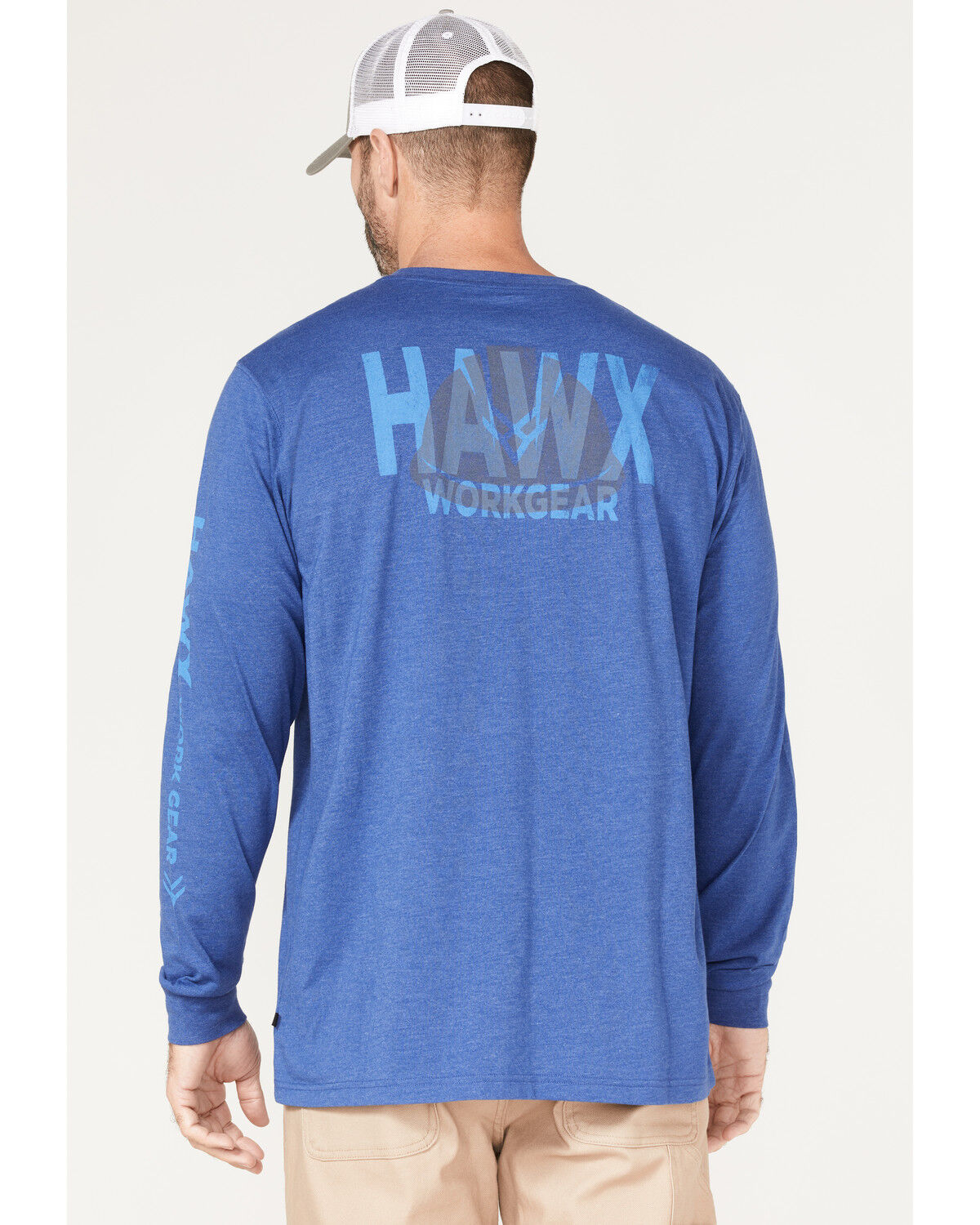 Image #4 - Hawx Men's Logo Graphic Long Sleeve Work T-Shirt, Blue, hi-res