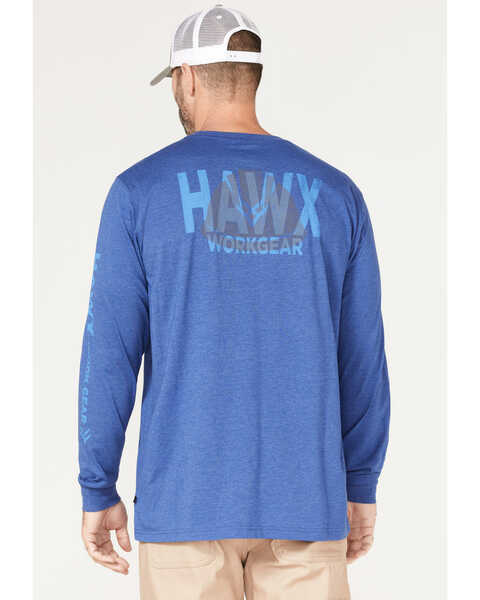 Image #4 - Hawx Men's Logo Graphic Long Sleeve Work T-Shirt , Blue, hi-res
