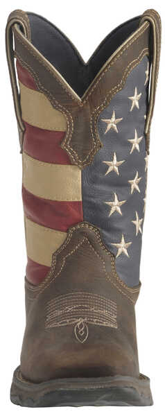 Image #4 - Durango Lady Rebel American Flag Western Performance Boots - Broad Square Toe, Brown, hi-res