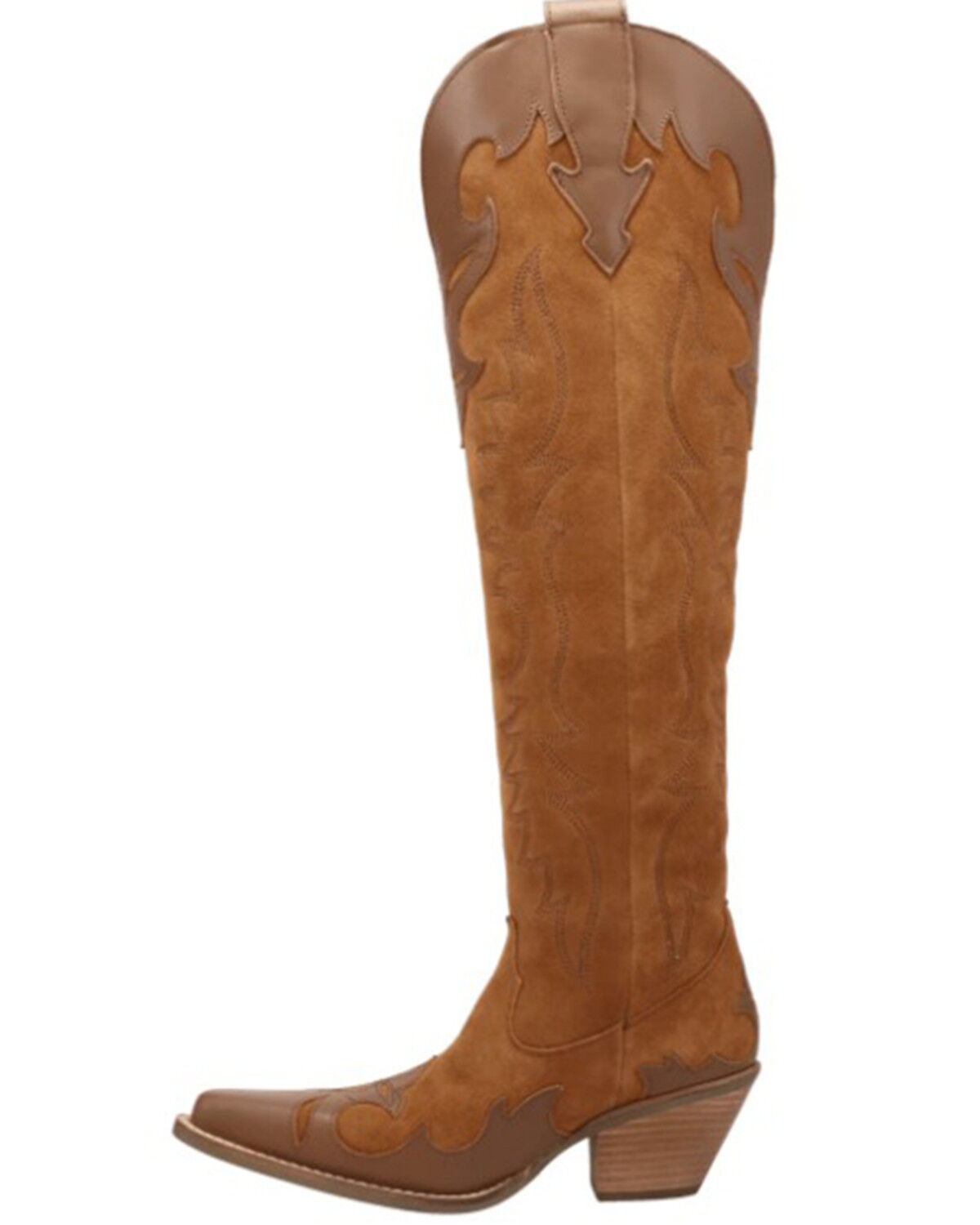 Image #3 - Dingo Women's Drama Queen Suede Tall Boots - Snip Toe, Camel, hi-res