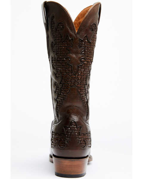Image #5 - El Dorado Men's Basket Weave Western Boots - Medium Toe, Brown, hi-res