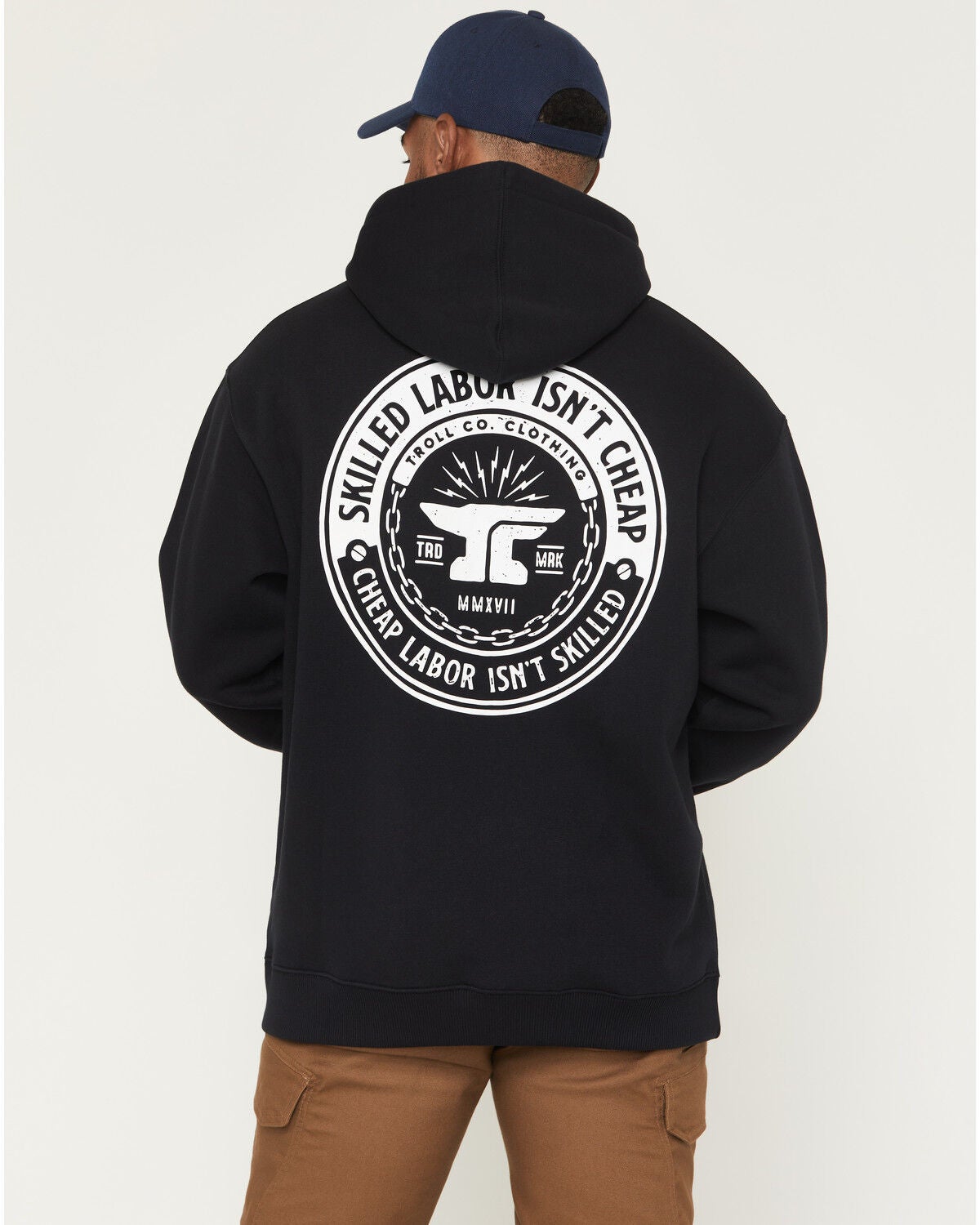 Troll Co Men's Skilled Labor Isn't Cheap Hooded Sweatshirt, Black, hi-res