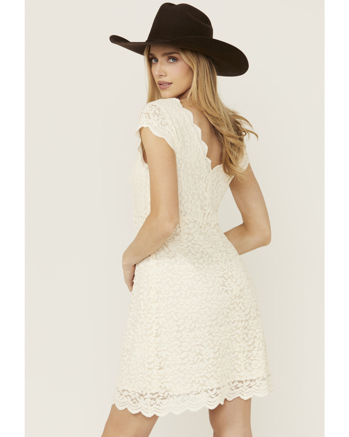 Image #4 - Shyanne Women's Lace Short Sleeve Mini Dress, Cream, hi-res