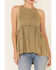 Image #3 - POL Women's High Neck Flowy Zip-Back Babydoll Tank Top , , hi-res