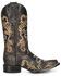 Image #2 - Circle G Women's Embroidered & Studded Distressed Tall Western Boots - Square Toe, Black/tan, hi-res