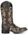 Image #2 - Corral Women's Embroidered & Studded Distressed Tall Western Boots - Square Toe, Black/tan, hi-res