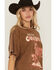 Image #2 - Ariat Women's Wild West Cowboy Short Sleeve Oversized Graphic Tee, Brown, hi-res