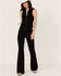 Image #1 - Idyllwind Women's Lawson Stretch Lace Detail Flare Jumpsuit, Black, hi-res
