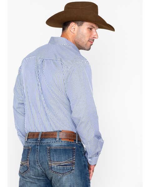 Image #2 - Cinch Men's Tencel Mini Stripe Long Sleeve Button-Down Western Shirt, Royal Blue, hi-res