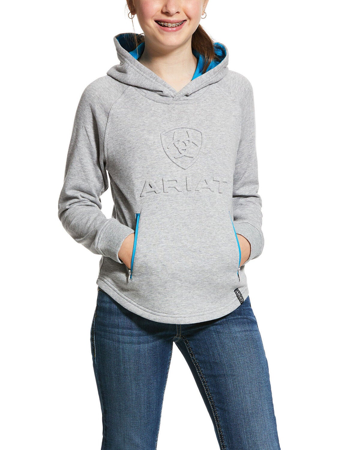 Image #1 - Ariat Girls' 3D Logo Hoodie, , hi-res