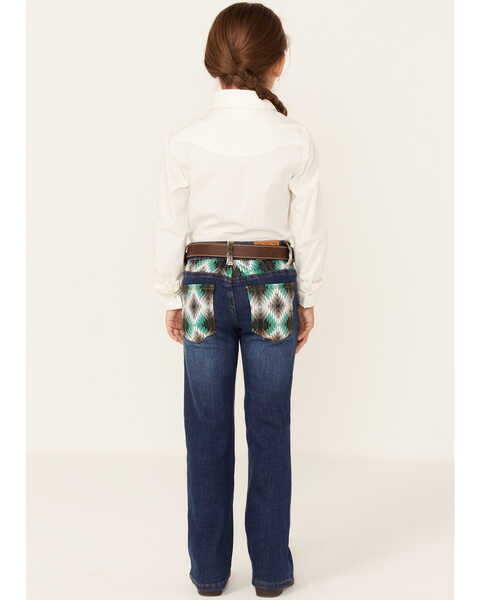 Image #3 - Ranch Dress'n Girls' Medium Wash Southwestern Pocket Stretch Regular Bootcut Jeans , Blue, hi-res