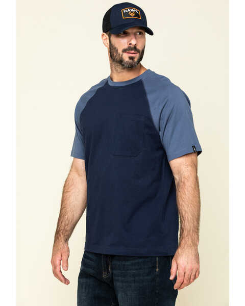 Hawx Men's Navy Midland Short Sleeve Baseball Work T-Shirt - Tall , Navy, hi-res