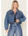 Image #2 - Wrangler Women's Medium Wash Cowboy Cropped Denim Jacket, Blue, hi-res