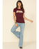 Image #2 - Ranch Dress'n Women's Keep Walkin Cowboy Graphic Tee , Wine, hi-res